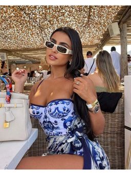 Loveable Creations By Muskan - Zulily Blue Printed Swimsuit with Sarong