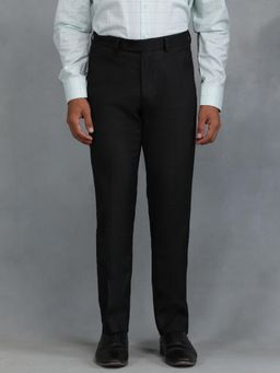 Greenfibre - Black Cotton Stretch Solid Formal Trouser