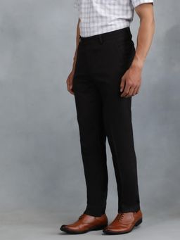 Greenfibre - Black Terry Rayon Solid Formal Trouser