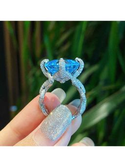 Amorenmore - Celestia Ice Radiance 925 Silver Plated Adjustable Ring