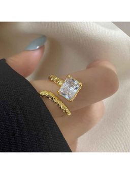 Amorenmore - Gilded Lava Twist Open Gold Tone Adjustable Ring