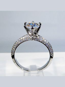 Amorenmore - Grand Halo 10Mm Cz Center Micro Pave Solitaire Ring