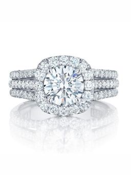 Amorenmore - Elysian Radiance Cz Halo Triple Band Silver Ring
