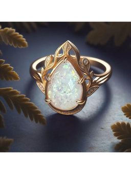 Amorenmore - Aurora Crown Opalescent Teardrop Gold Tone Statement Ring