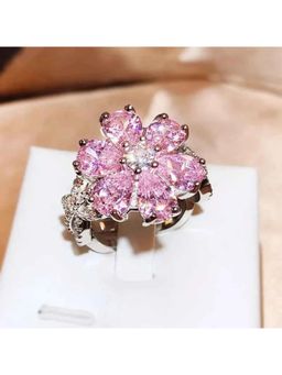 Amorenmore - Blossom Radiance Pink Floral Zircon Crystal Ring