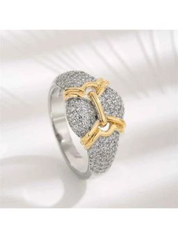 Amorenmore - Aurielle Luxe Pave Knot Crystal Gold Plated Elegant Ring