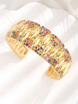 Amorenmore - Aurielle Prism Multicolour Crystal Gold Plated Cuff Bracelet