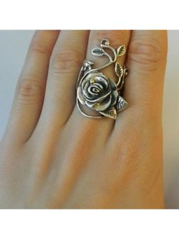 Amorenmore - Elegant Rose 925 Silver Plated Adjustable Ring