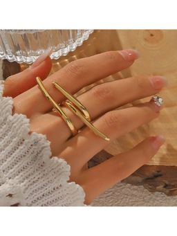 Amorenmore - Golden Flow 18K Gold Plated Elegant Adjustable Ring
