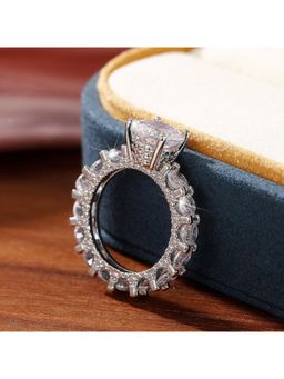 Amorenmore - Radiant Solitaire 925 Silver Plated Eternity Ring
