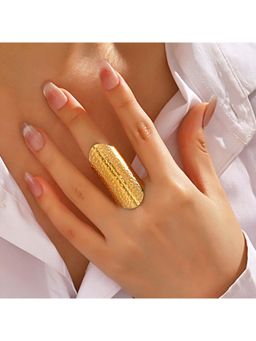 Amorenmore - Golden Dew Textured Gold Silver Plated Adjustable Ring