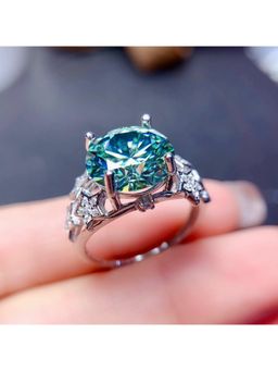 Amorenmore - Celestial Emerald Glow 925 Silver Plated Adjustable Ring