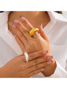 Amorenmore - Enamel Aura 925 Silver 18K Gold Plated Signet Ring