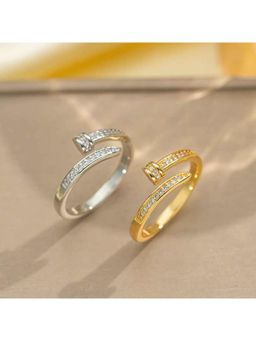 Amorenmore - Eternal Luxe Cz Open Wrap Silver Plated Ring