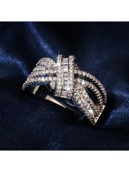 Amorenmore - Aurora Curve Matte Silver Plated Modern Statement Ring