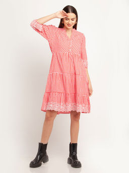 Zink London - Womens Pink Self Design Dress