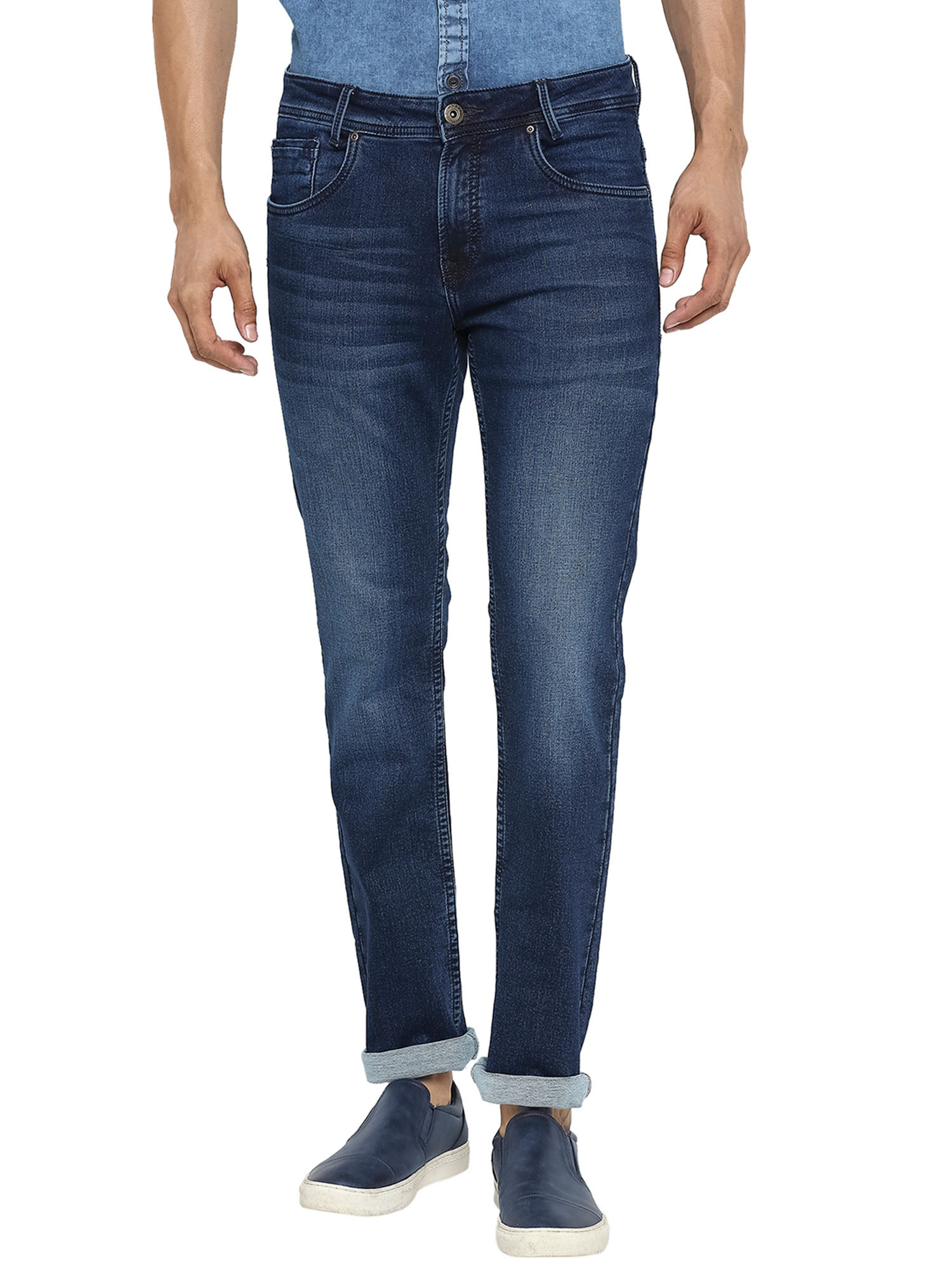 Buy Mufti Dark Blue Mens Super Slim Fit 