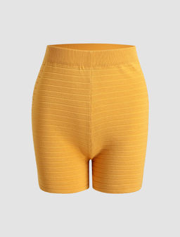 Cider - Fanta Girl Yellow Knit Mini Shorts