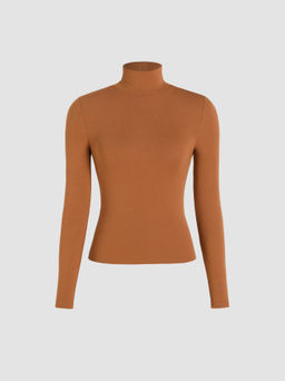 Cider - Solid High Neck Jersey Long Sleeve Tee