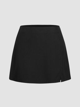 Cider - High Waist Zip Up Slit Mini Skirt Curve & Plus