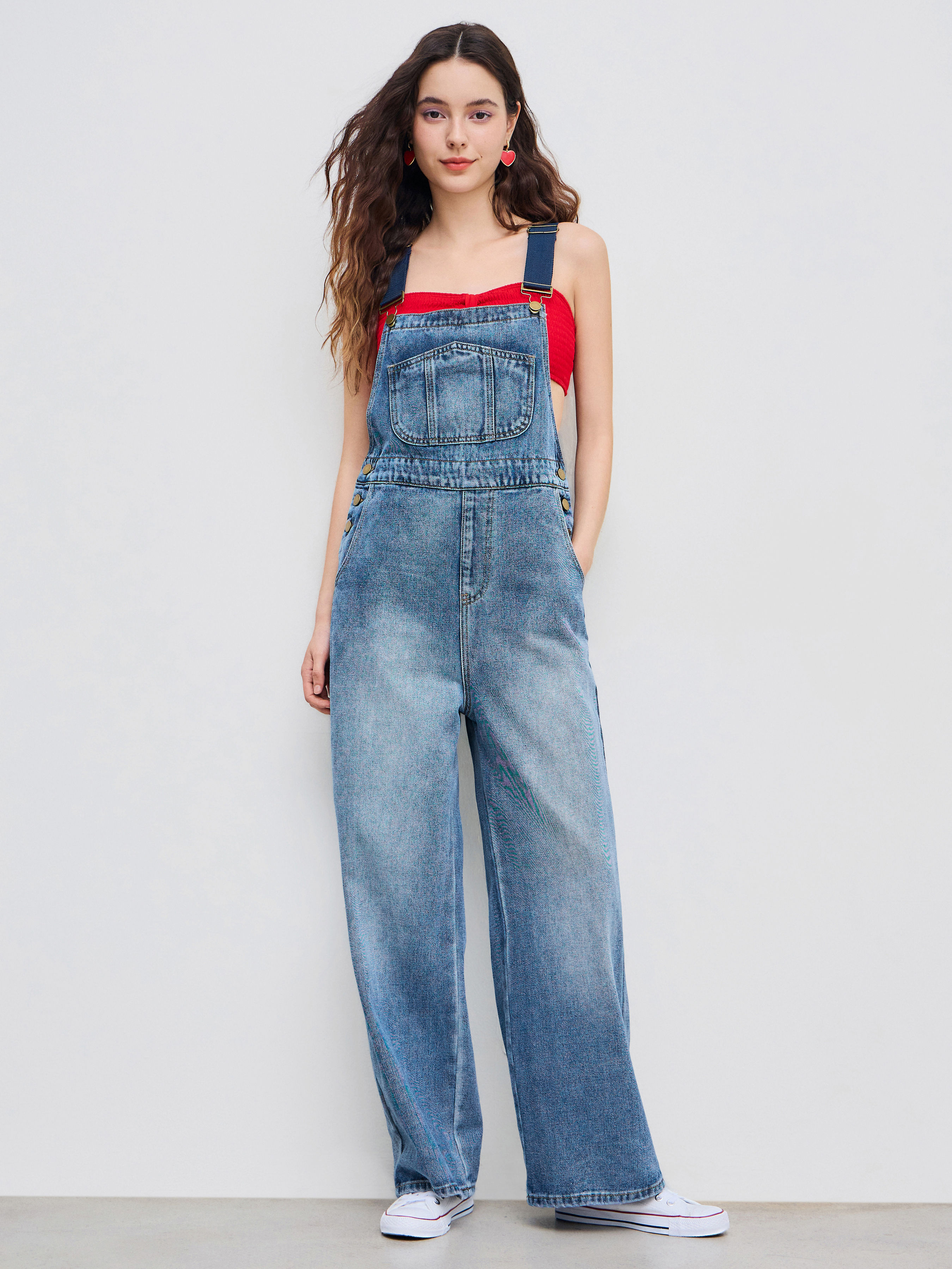 cider Denim Buckle Wide Leg Jumpsuit-picture-34