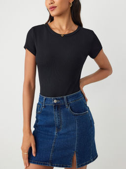 Cider - Round Neckline Short Sleeve Bodysuit