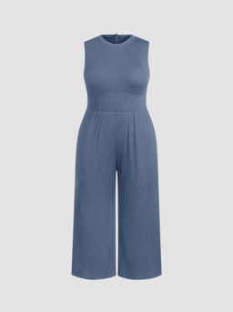 Cider - Solid Sleeveless Wide Leg Jumpsuit Curve & Plus