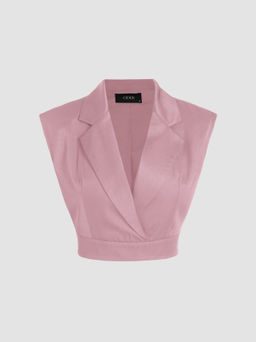 Cider - Collared V-Neck Cropped Waistcoat