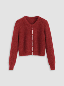 Cider - Wool-blend Knit Round Neckline Button Cardigan