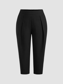 Cider - High Waist Solid Tapered Trousers Curve & Plus