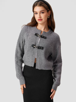 Cider - Round Neck Buckle Cardigan