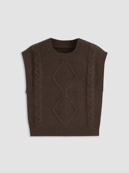 Cider - Round Neckline Geometric Knitted Vest
