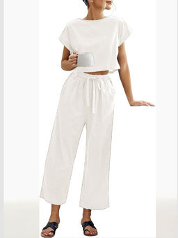 Cider - Mid Waist Solid Straight Leg Trousers