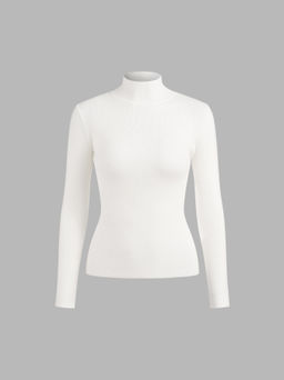 Cider - High Neck Knit Long Sleeve Top