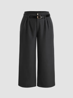 Cider - Belted Pleated Wide Leg Trousers Curve & Plus