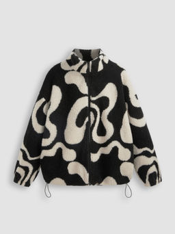 Cider - Oversized Printed Fleece Zip Up Jacket