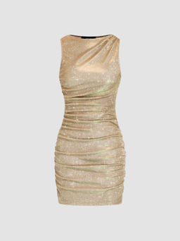 Cider - Star Glitter Ruched Mini Dress
