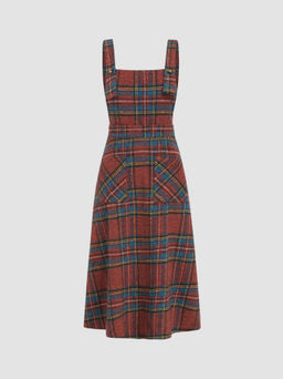 Cider - Gingham Buckle Pocket Ruffle Midi Dress