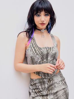 Cider - Leopard Zipper Tank Top