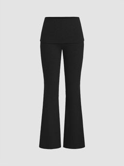 Cider - Jersey Low Rise Solid Flared Trousers