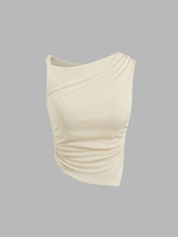 Cider - Asymmetrical Neck Ruched Tank Top