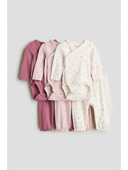 H&M - Kids Pink 6-Piece Bodysuit And Trousers Set
