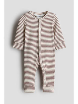 H&M - Kids White Ribbed Cotton Romper Suit