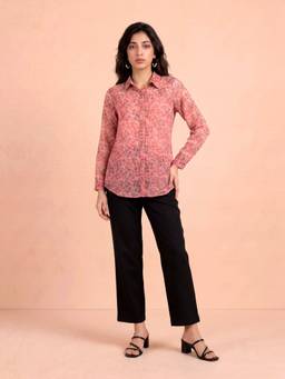 Aarke Ritu Kumar - Pink Polyester Printed Shirt With Pant