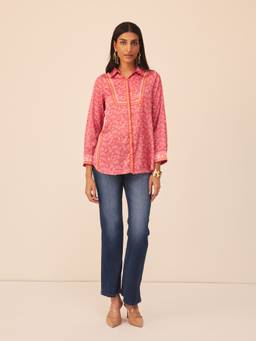 Aarke Ritu Kumar - Pink Polyester Floral Shirt