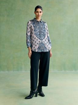 Aarke Ritu Kumar - Blue Polyester Printed Shirt