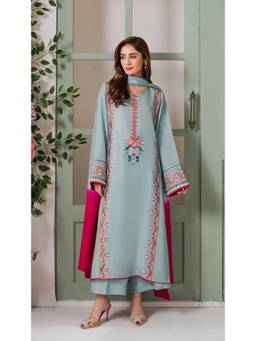 TWINS LADY - Grey Crepe Embroidered Kurta Pant with Dupatta