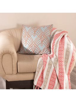 Maspar - Hues Nouveau Tradition Flow Fly 125 GSM Cotton Fiery Embroidery Medium Cushion Cover