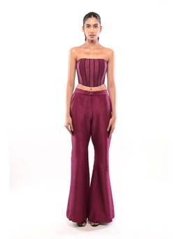 MODO CALDO - Purple Crimson Dahlia Corset Top with Pant