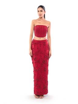 MODO CALDO - Red Cupid's Whisper Skirt with Crop Top